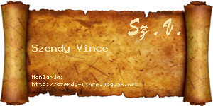 Szendy Vince névjegykártya